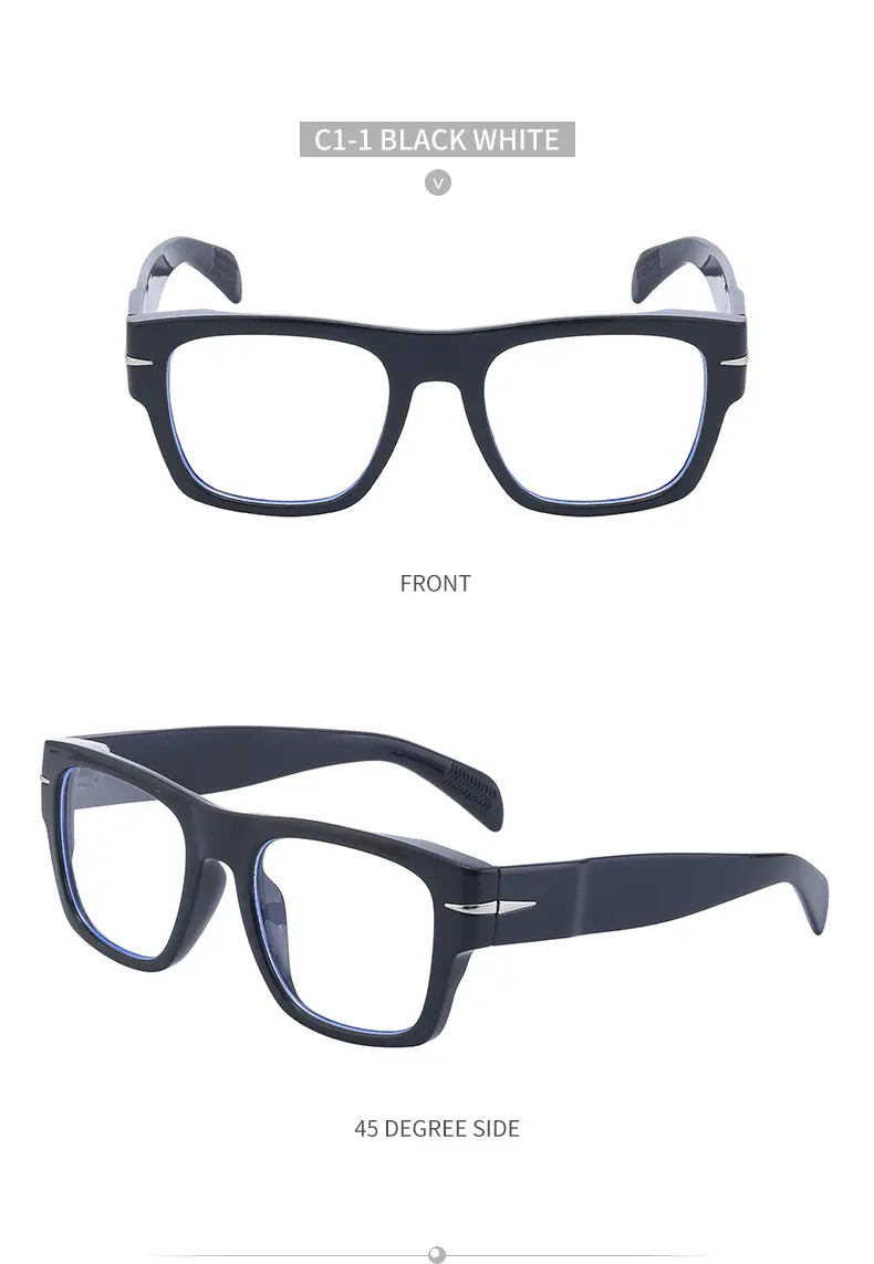 Men Square Frame Retro Sunglasses Black — feature 45