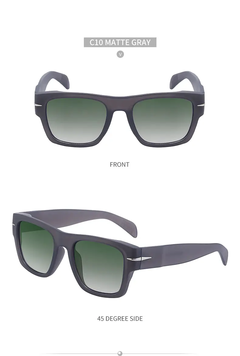 Men Square Frame Retro Sunglasses Black — feature 46
