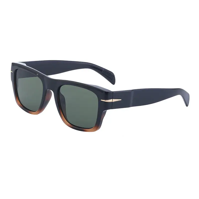 Men Square Frame Retro Sunglasses Black - Image 3