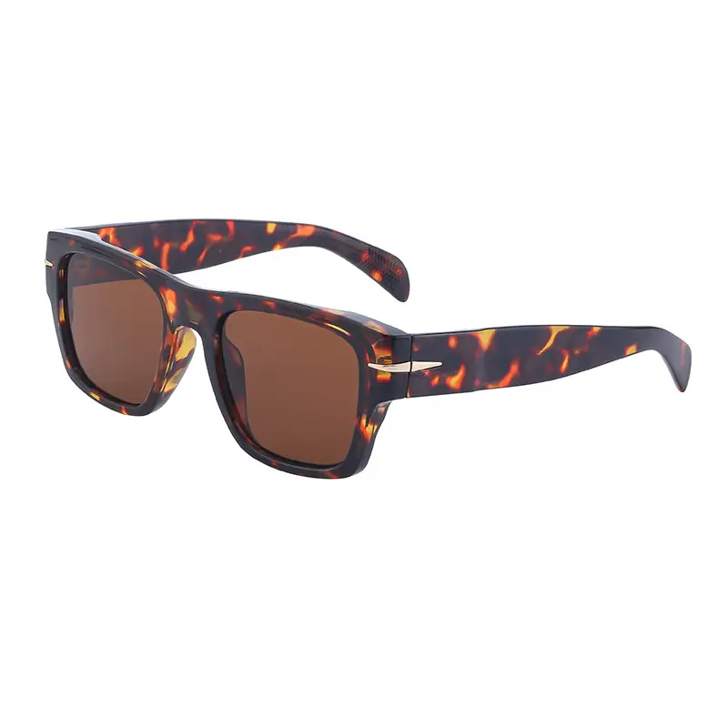 Men Square Frame Retro Sunglasses Black - Image 4