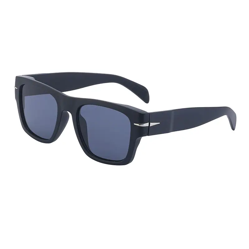 Men Square Frame Retro Sunglasses Black - Image 6