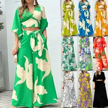 2022 Printed Long Sleeve Fishtail Dress Set Women — feature 5