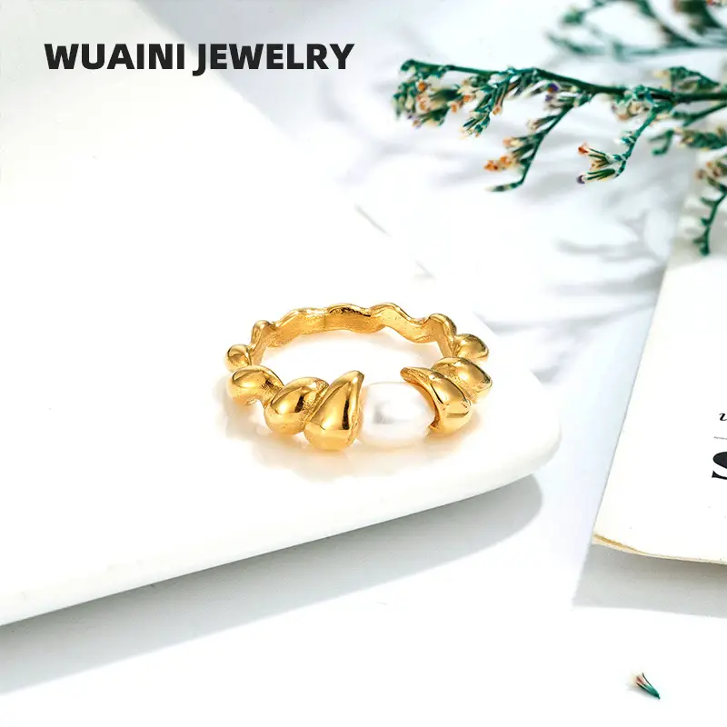 Women's Natural Pearl Ring Gold Titanium Electromagnet — feature 12