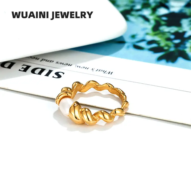 Women's Natural Pearl Ring Gold Titanium Electromagnet — feature 15