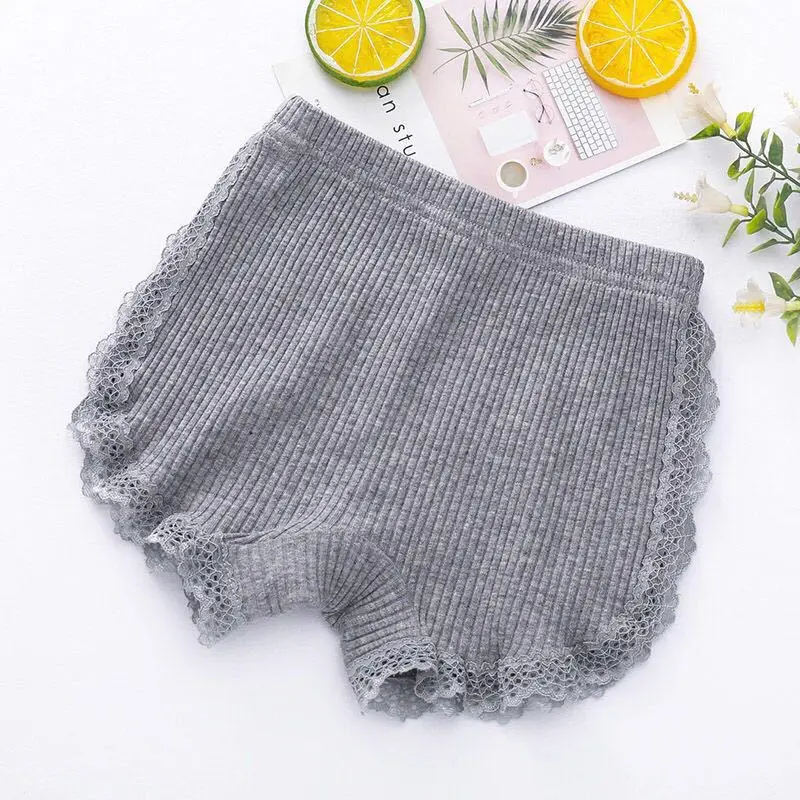Girls Cotton Safety Shorts Purple Lace Trim