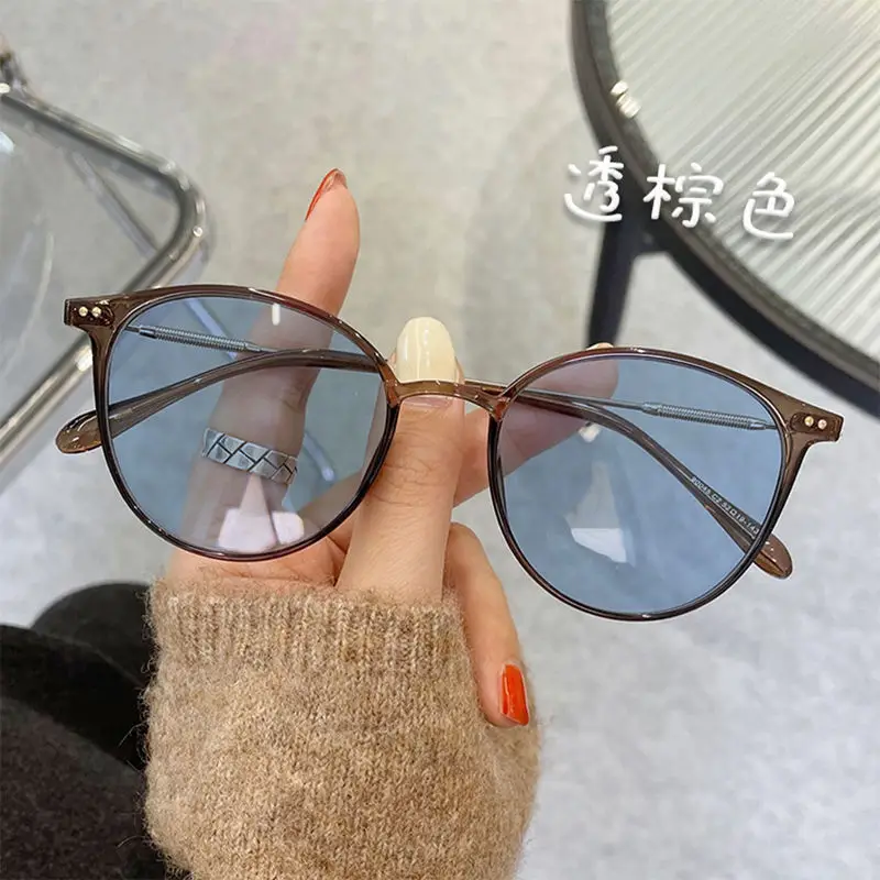Women Color-Changing Myopia Glasses Cold Brown Frames - Image 16