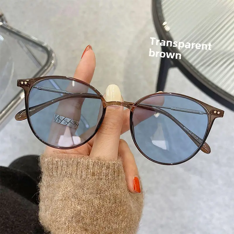 Women Color-Changing Myopia Glasses Cold Brown Frames - Image 4