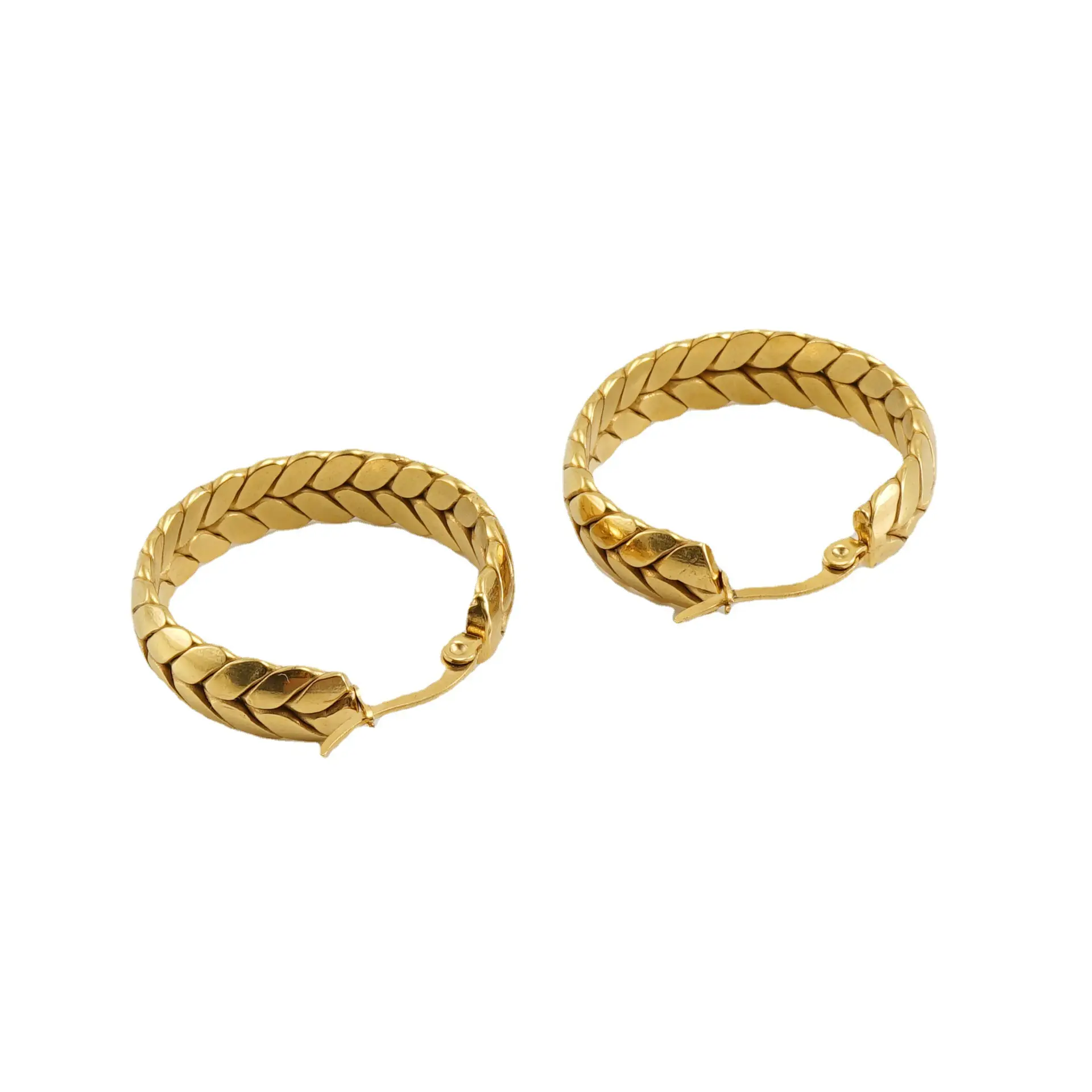 Gold Braided Earrings for Women 18K Stainless Steel - Image 6