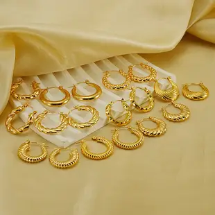 Gold Braided Earrings for Women 18K Stainless Steel — feature 4