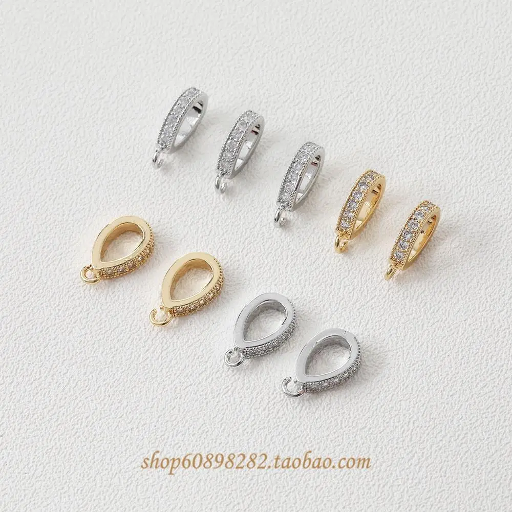 14K Copper Buckle Earrings with Zircon & Water Drop Detail - Image 7