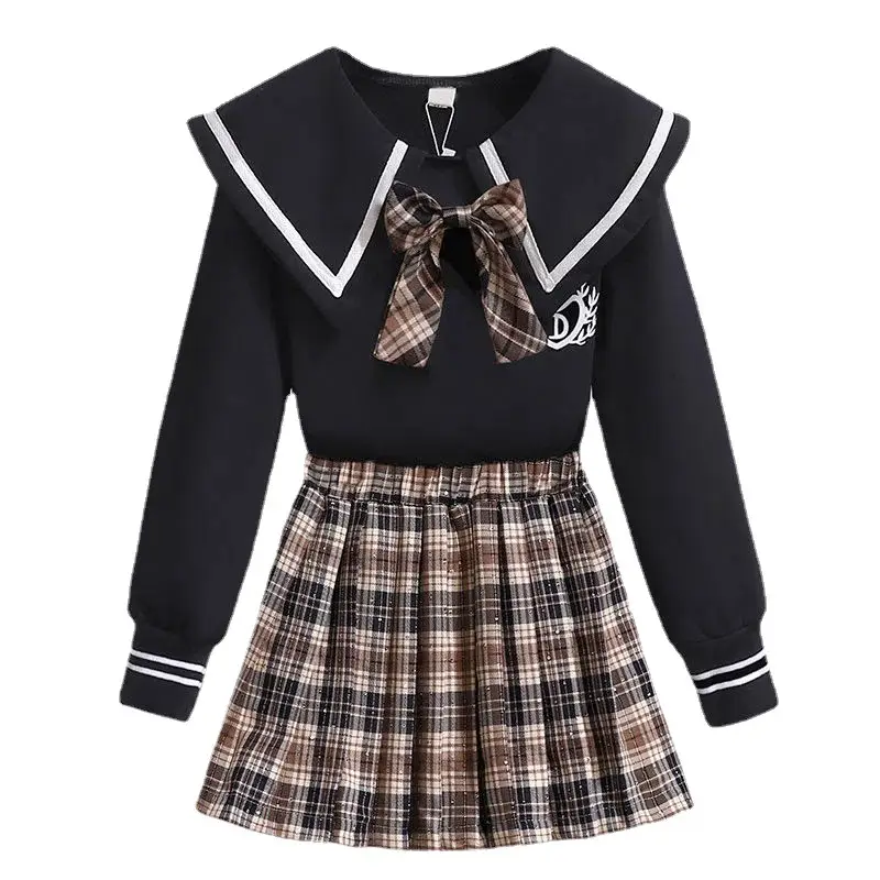 Girls Plaid Sweater Set Winter Cozy Skirt Set - Image 5