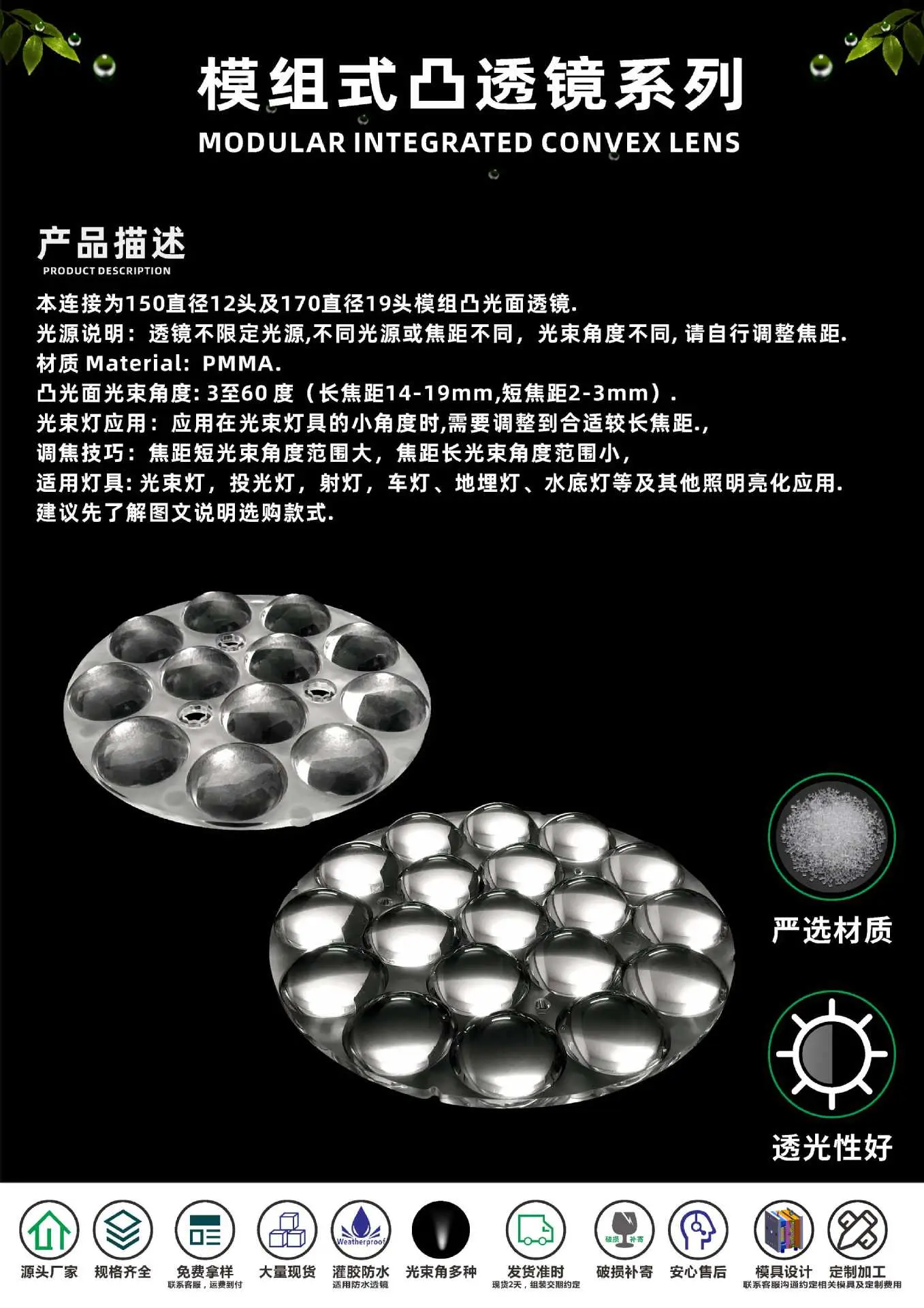 150mm 12-Head Car Mirror Lens Set — feature 1