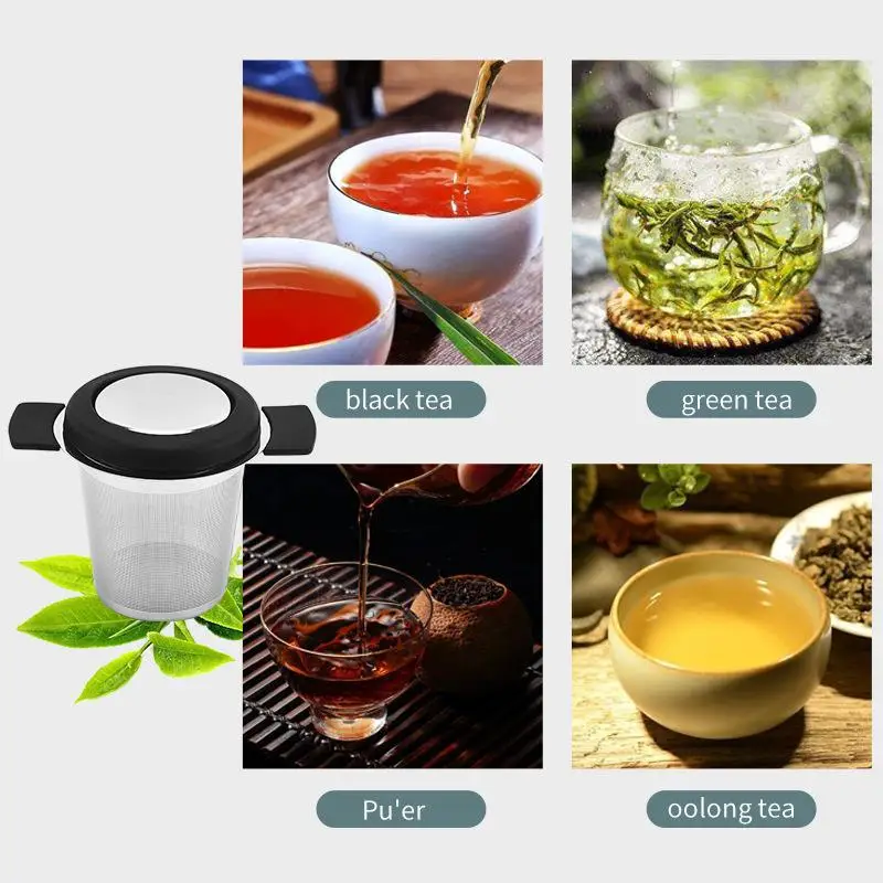 Double-Ear Tea Drain with Lid 304 Stainless Steel Tea Filter - Image 5