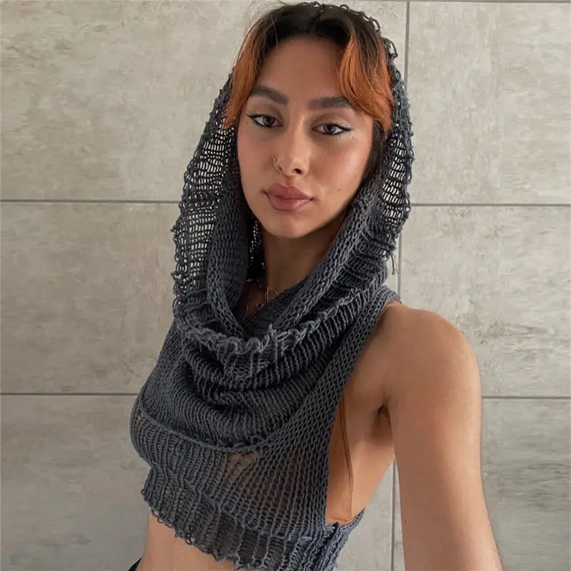Women's Knitted Tassel Navel Top & Sweatpants Set