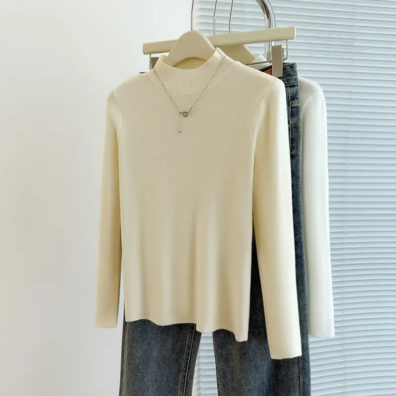 2025 Grey Half Turtleneck Long Sleeve Knit Shirt - Image 11