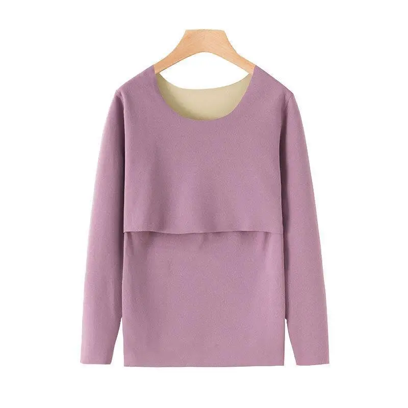 Warm Velvet Long Sleeve Nursing Coat for Pregnant Women