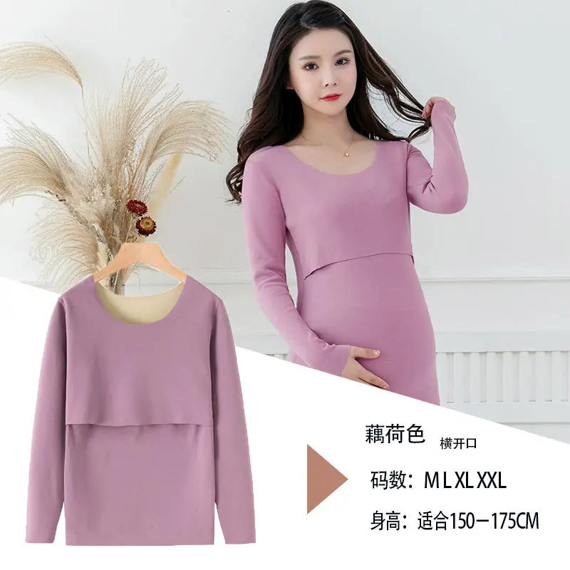 Warm Velvet Long Sleeve Nursing Coat for Pregnant Women