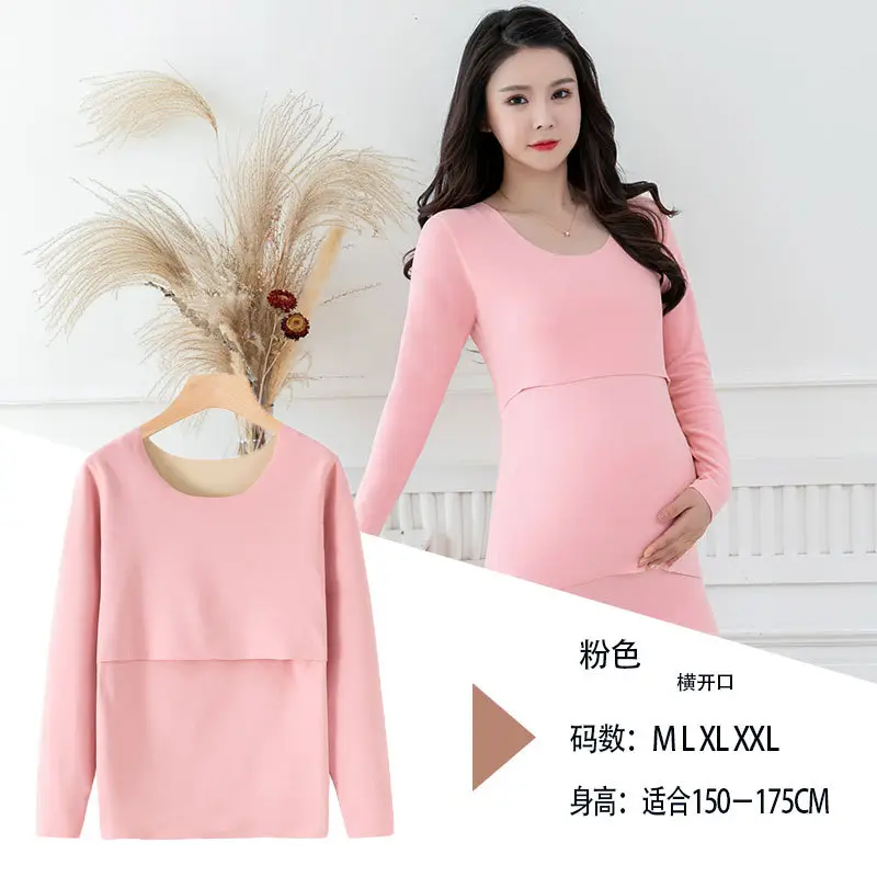 Warm Velvet Long Sleeve Nursing Coat for Pregnant Women