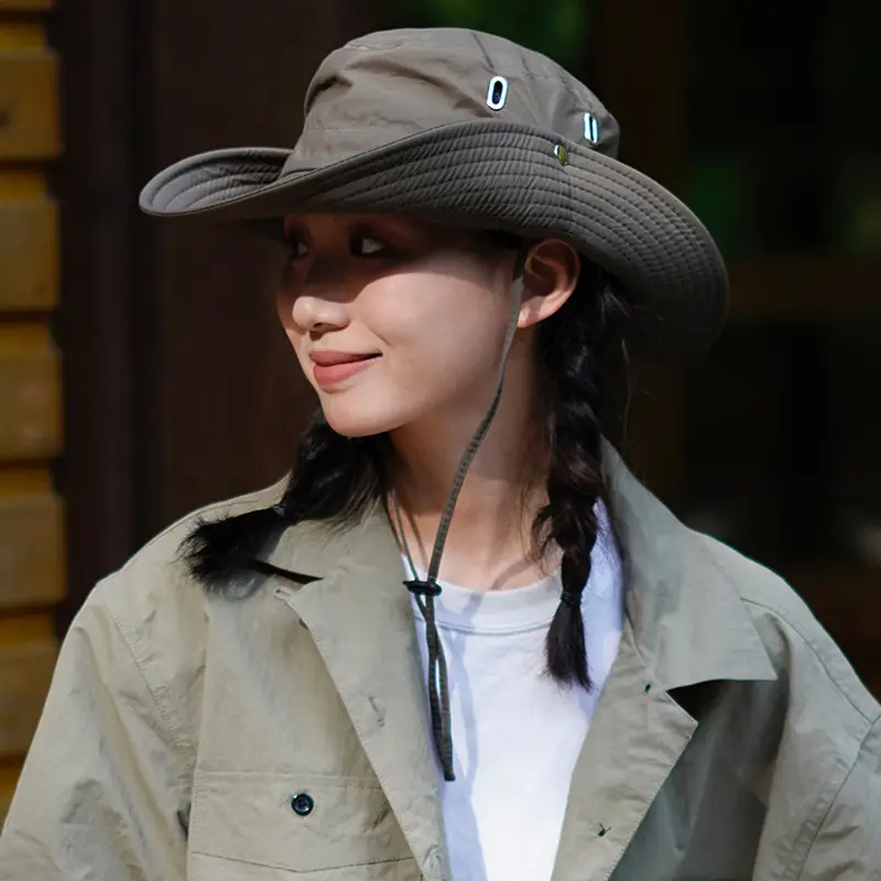 Women's Beige Cowboy Hat Large Bristle Sunshade