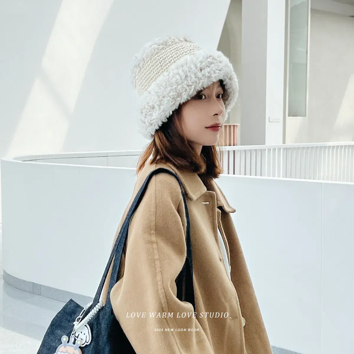 Women's Warm Fur Fisherman's Hat Brown Winter - Image 9