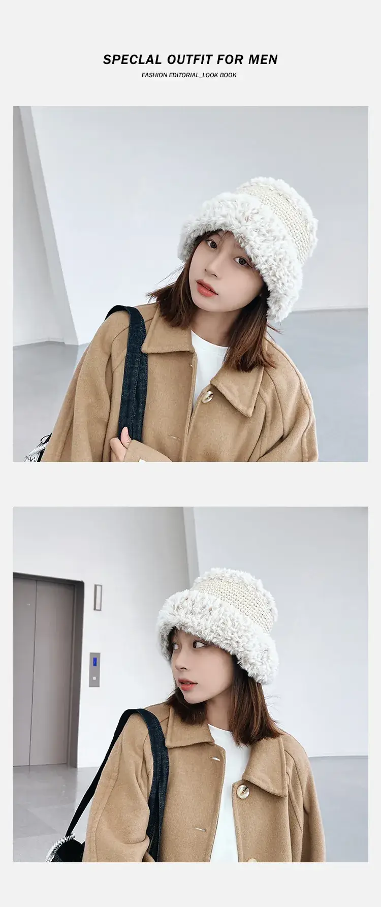 Women's Warm Fur Fisherman's Hat Brown Winter — feature 2