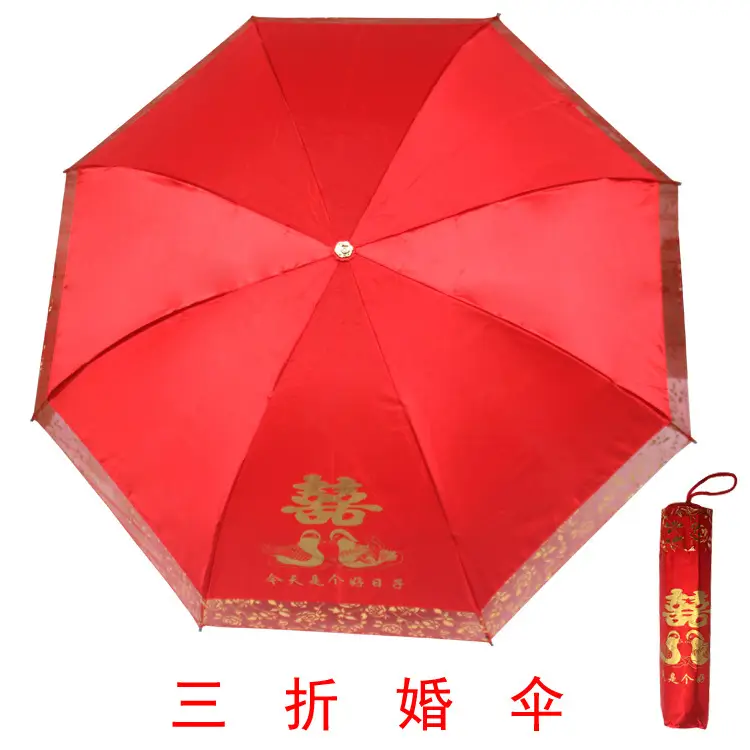 Red Embroidered Wedding Umbrella Big Size - Image 2