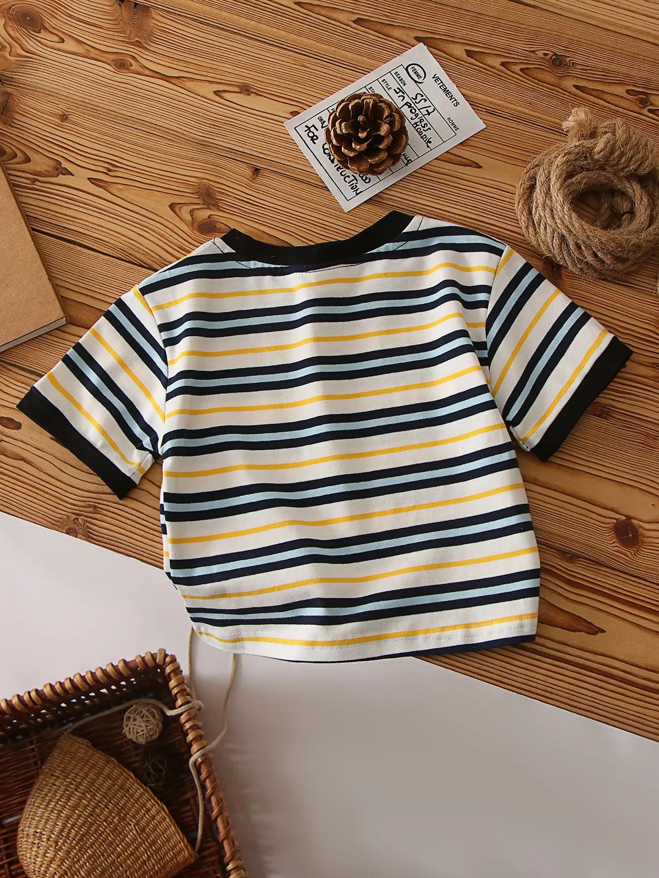Kids T-Shirt Red Car Print Striped Toddler Top - Image 3