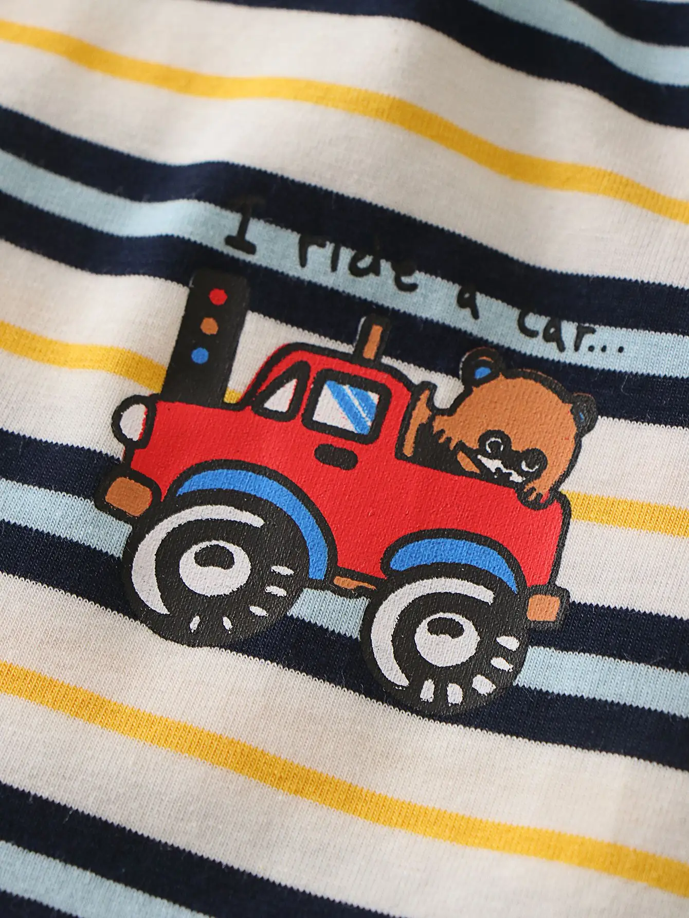 Kids T-Shirt Red Car Print Striped Toddler Top - Image 6