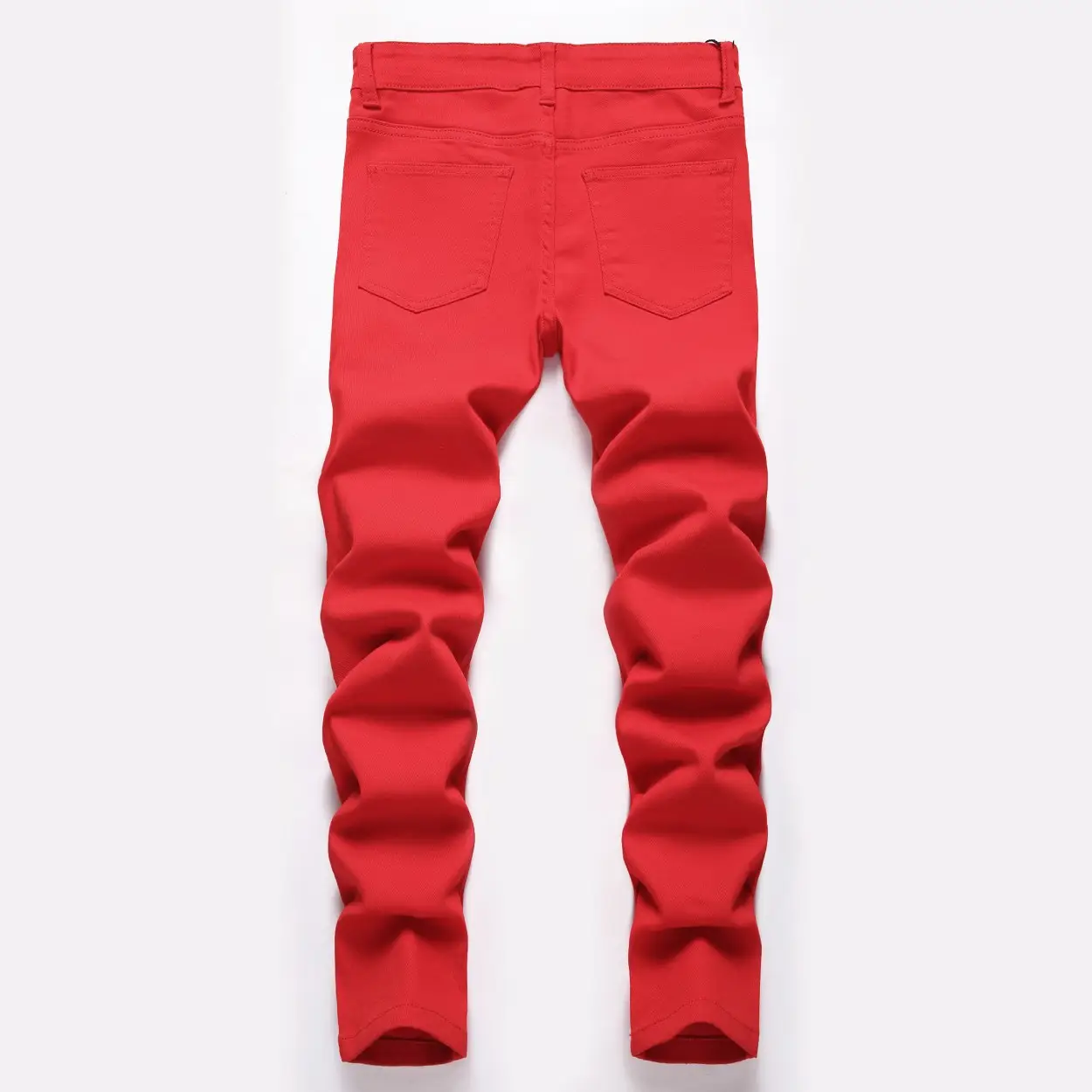 Red Straight Ripped High Stretch Pants for Boys Mid Waist - Image 2