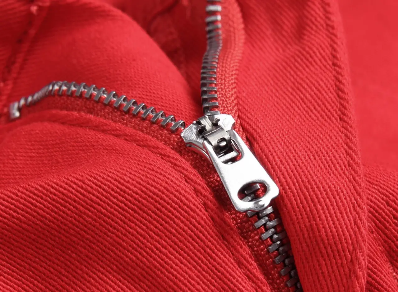 Red Straight Ripped High Stretch Pants for Boys Mid Waist — feature 8