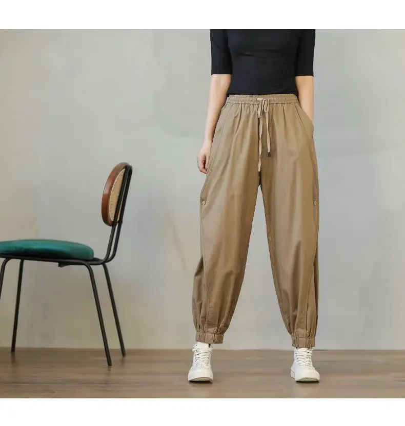 2026 Japanese Style Harem Pants for Women Loose Drawstring Tan — feature 10