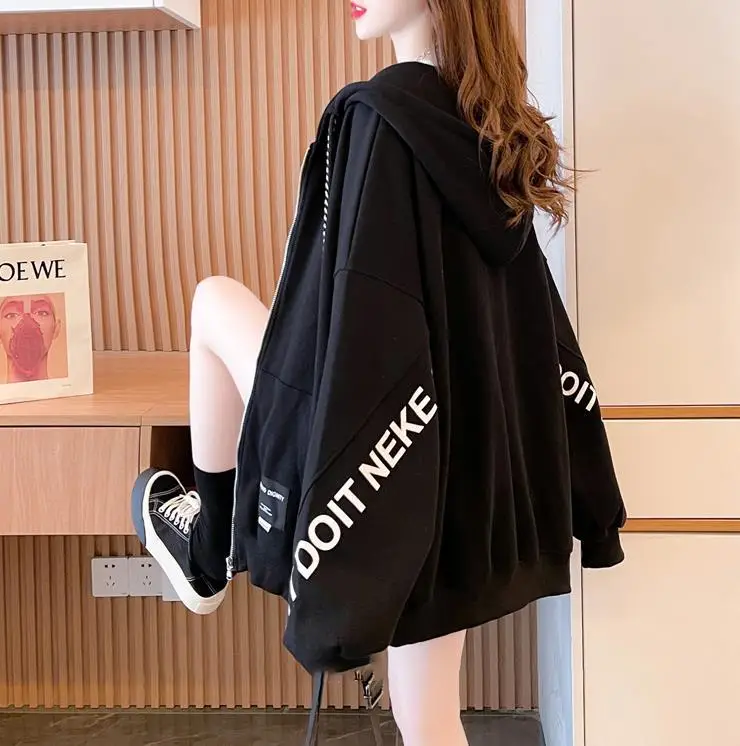 Winter Women's Grey Hooded Zipper Sweatshirt Set - Image 7