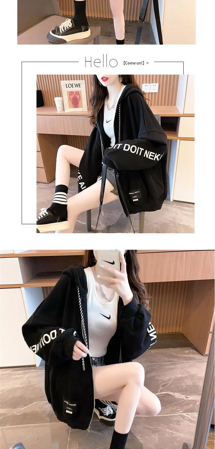 Winter Women's Grey Hooded Zipper Sweatshirt Set — feature 8