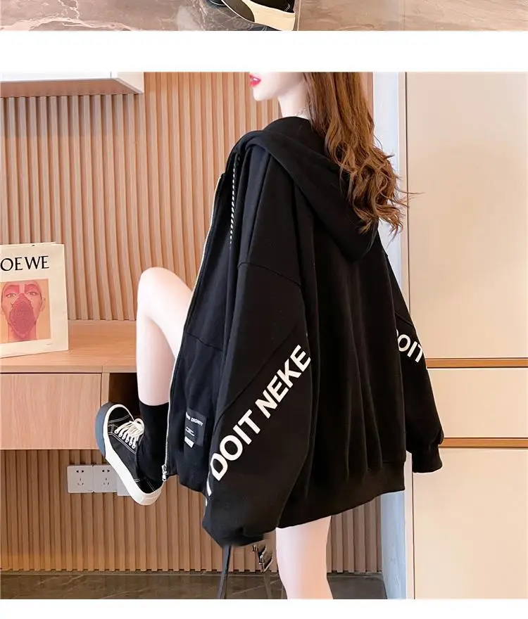 Winter Women's Grey Hooded Zipper Sweatshirt Set — feature 9