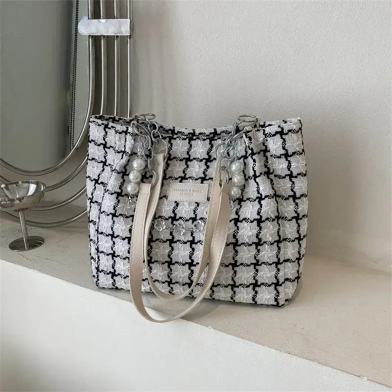 Women's Plaid Shoulder Bag 2022 Winter Autumn Fashion Tote