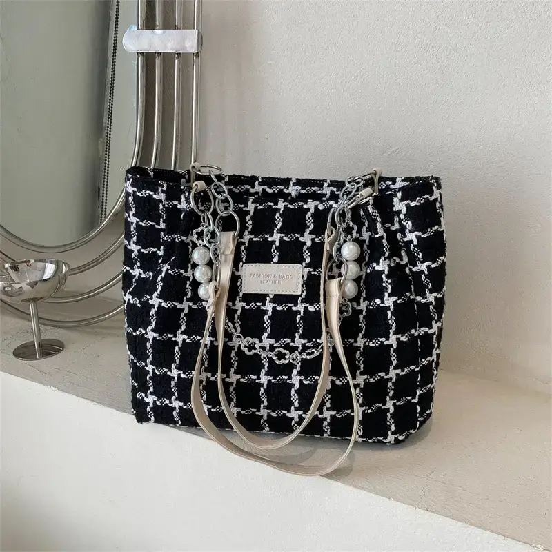 Women's Plaid Shoulder Bag 2022 Winter Autumn Fashion Tote