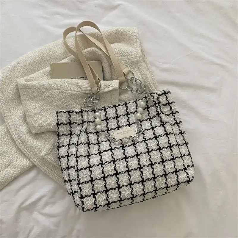 Women's Plaid Shoulder Bag 2022 Winter Autumn Fashion Tote