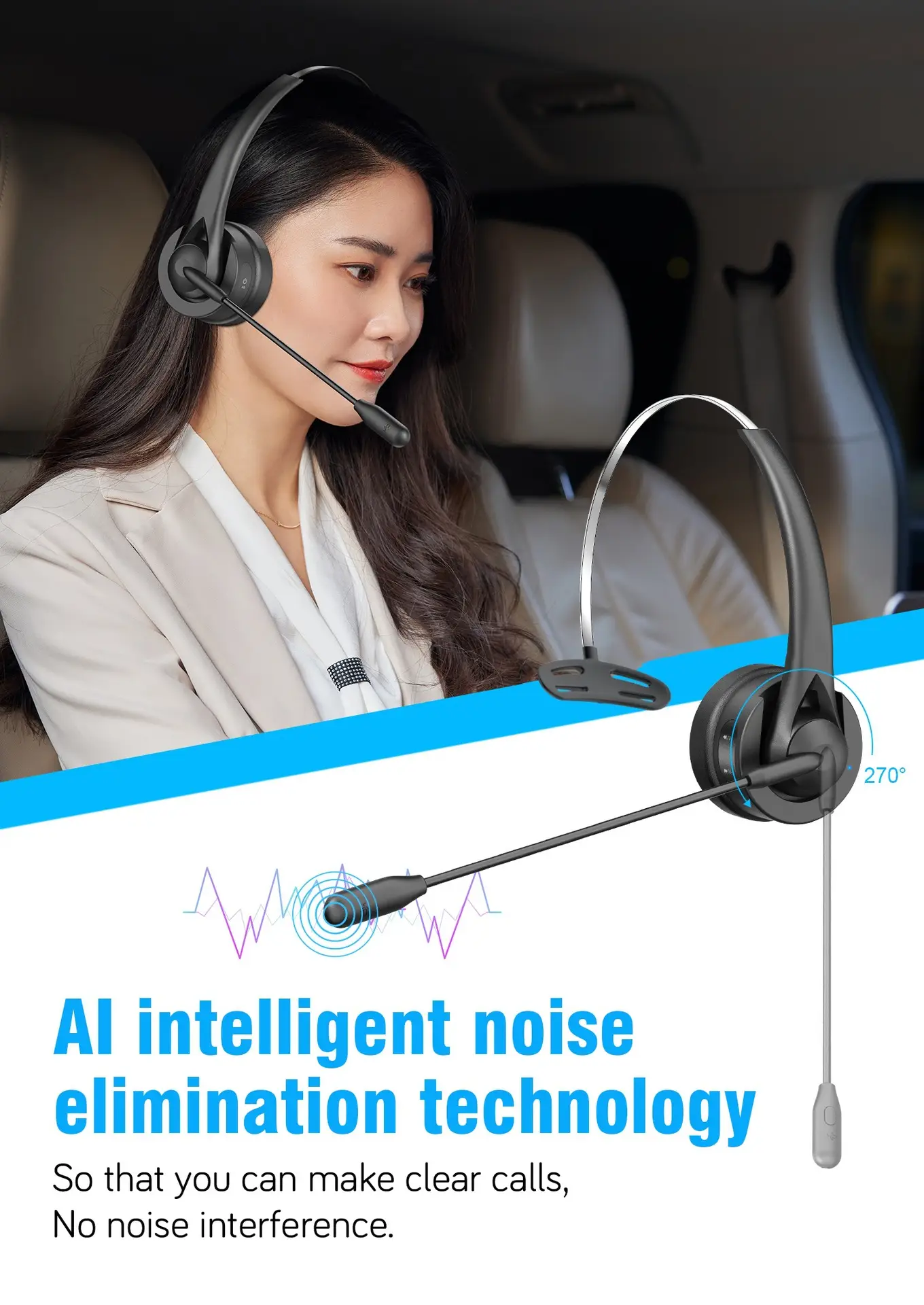Bluetooth Headset with ENC Noise Cancellation for Business Use — feature 1