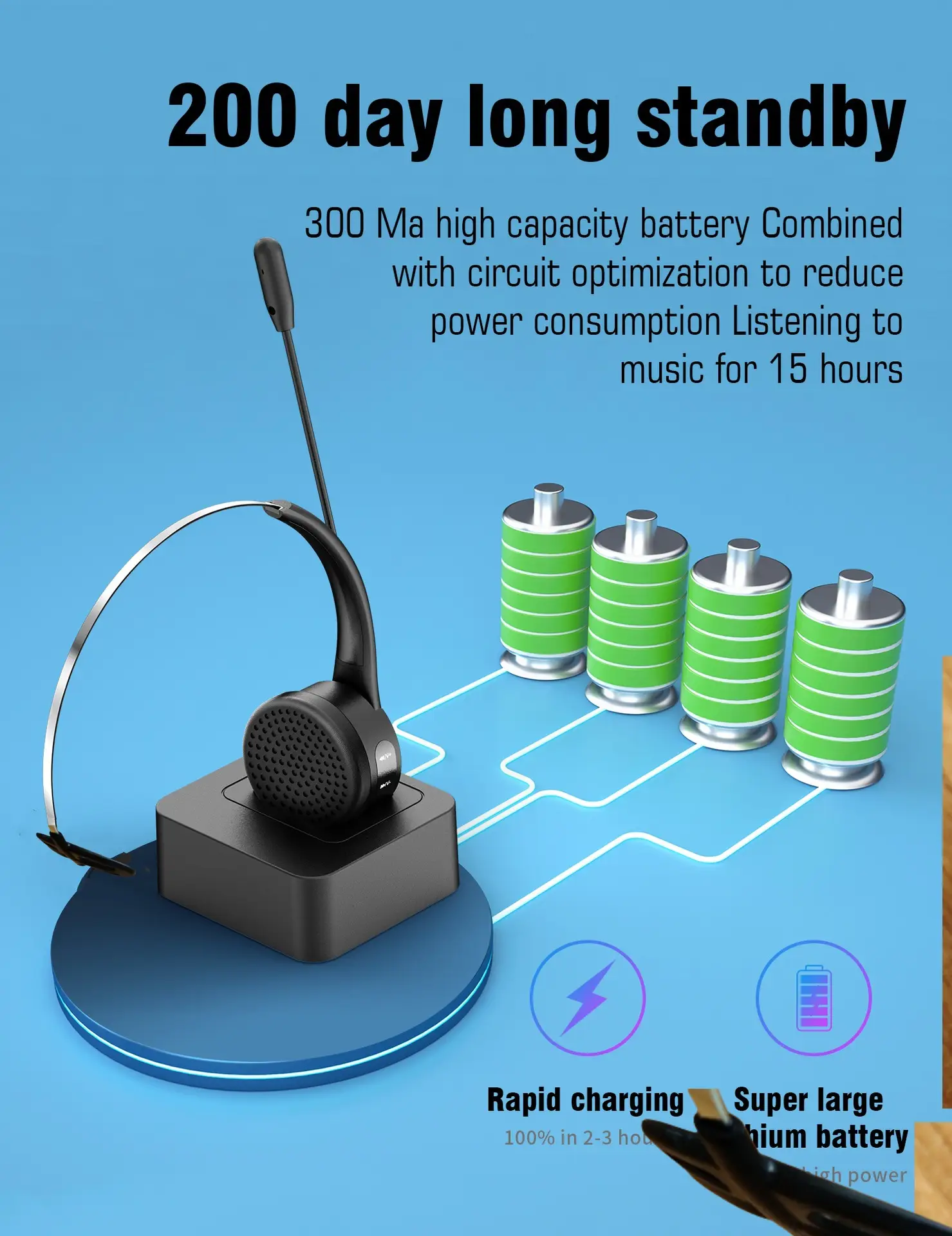 Bluetooth Headset with ENC Noise Cancellation for Business Use — feature 11
