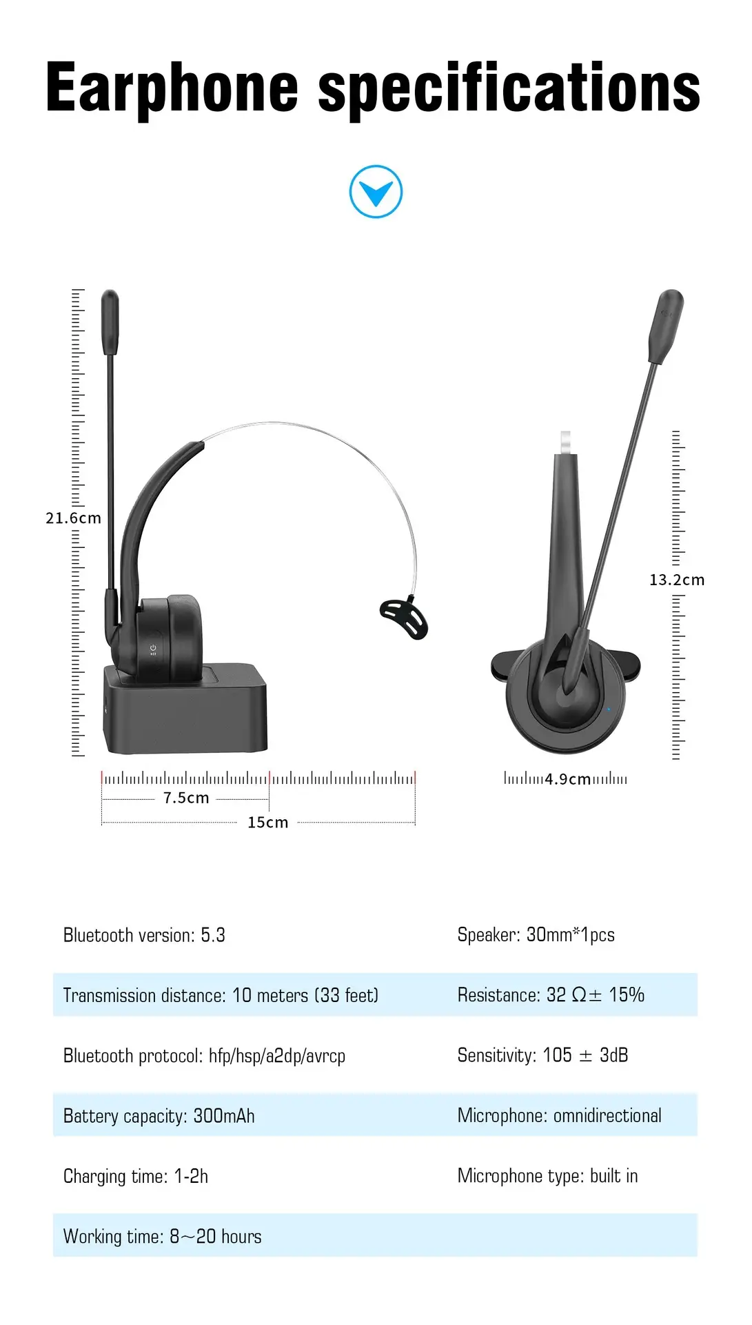 Bluetooth Headset with ENC Noise Cancellation for Business Use — feature 17