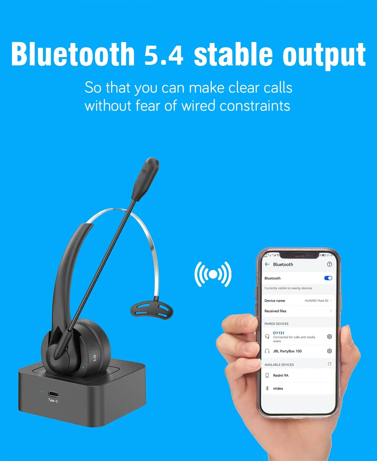 Bluetooth Headset with ENC Noise Cancellation for Business Use — feature 3