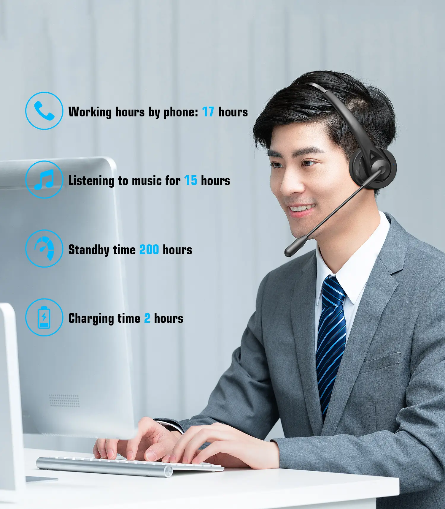 Bluetooth Headset with ENC Noise Cancellation for Business Use — feature 6