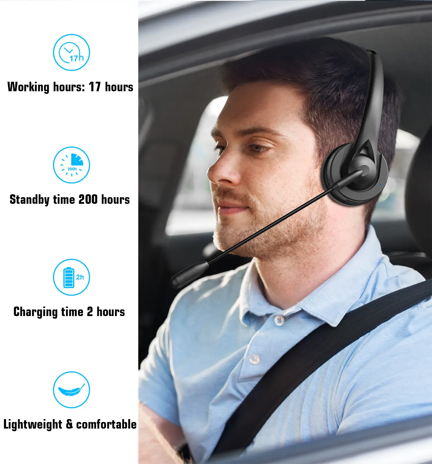 Bluetooth Headset with ENC Noise Cancellation for Business Use — feature 7