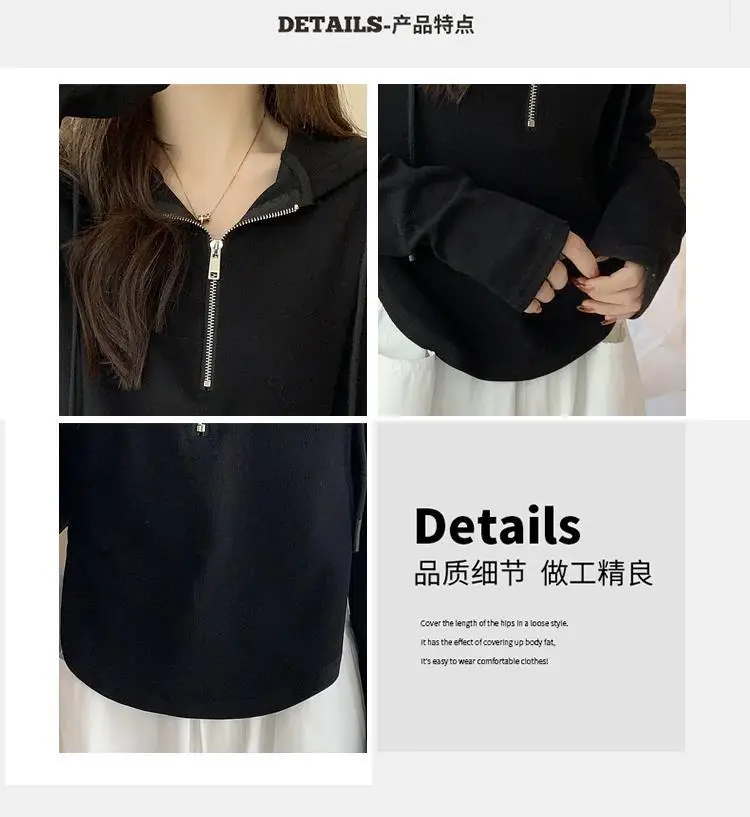 Wholesale Woolen Sweatshirts for Women 2026 New Spring and Autumn Half-Zip Hooded Long-Sleeve T-Shirts Women's Tops — feature 5