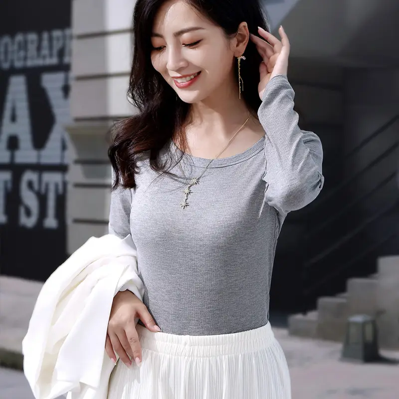 Women Black Slim Fit Long Sleeve T-Shirt 2025 - Image 3