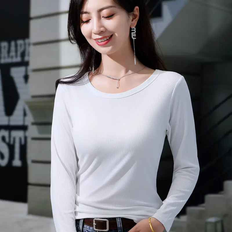 Women Black Slim Fit Long Sleeve T-Shirt 2025 - Image 4