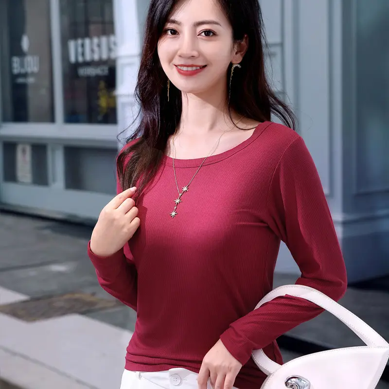 Women Black Slim Fit Long Sleeve T-Shirt 2025 - Image 7