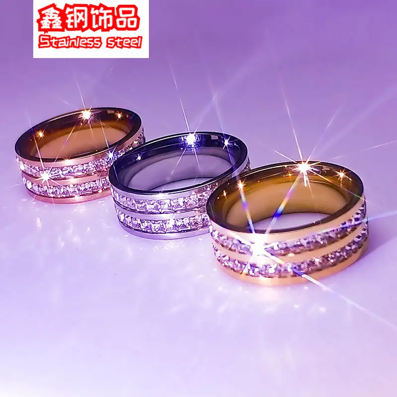 Cross-Border Sweet Niche Design Titanium Steel Starry Sky Full Diamond Ring - Image 8