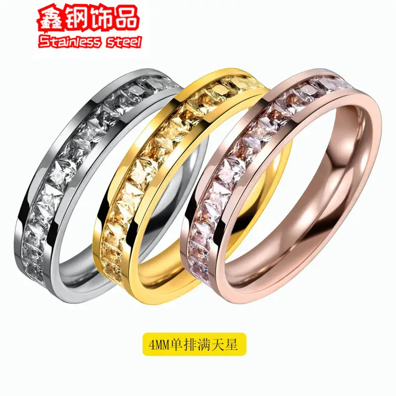 Cross-Border Sweet Niche Design Titanium Steel Starry Sky Full Diamond Ring - Image 9