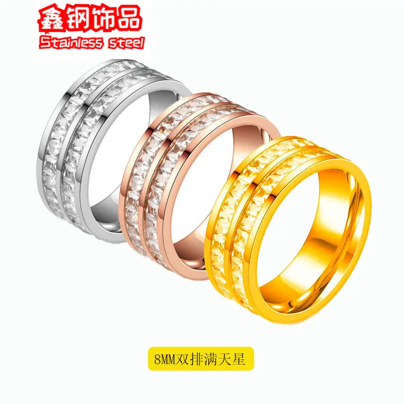 Cross-Border Sweet Niche Design Titanium Steel Starry Sky Full Diamond Ring - Image 10